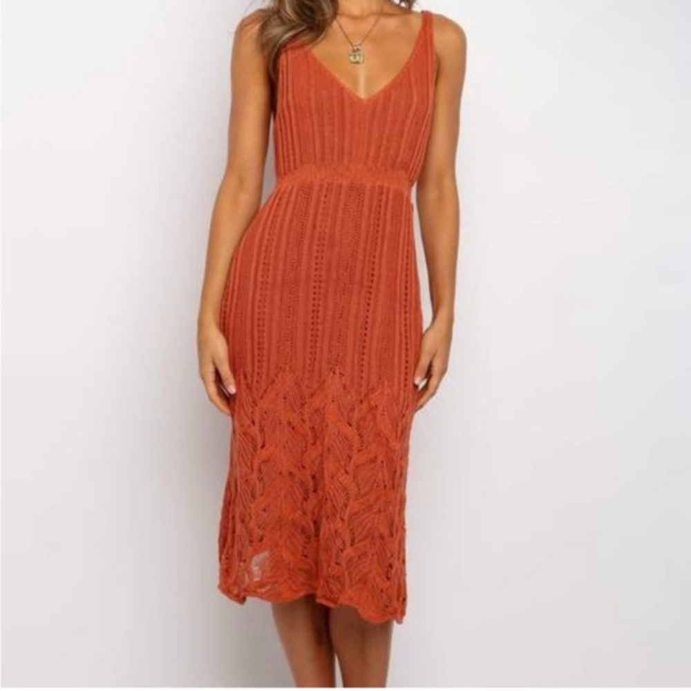 Petal & Pup Terracotta Midi Dress - Picture 2 of 14